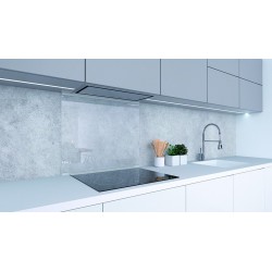 Skleněná zástěna za varnou desku, transparent.sklo + Inox lišty