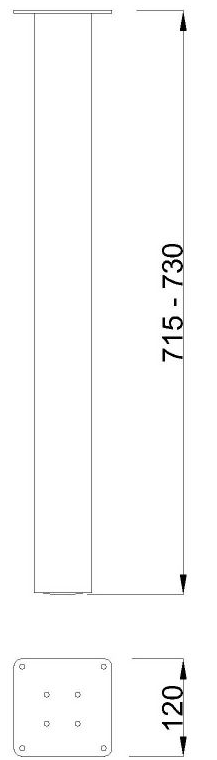 Technický obrázek Stolová noha ST722, 70x70/715mm