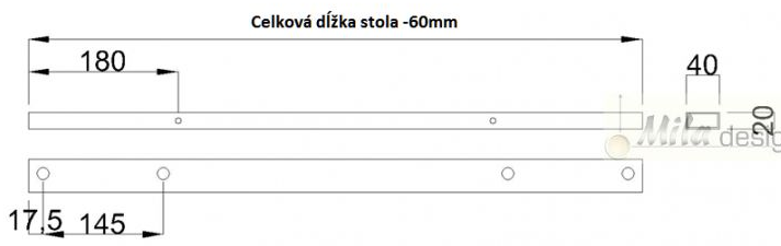 Technický obrázek Spojovací tyč pro podnože Linear, bílá