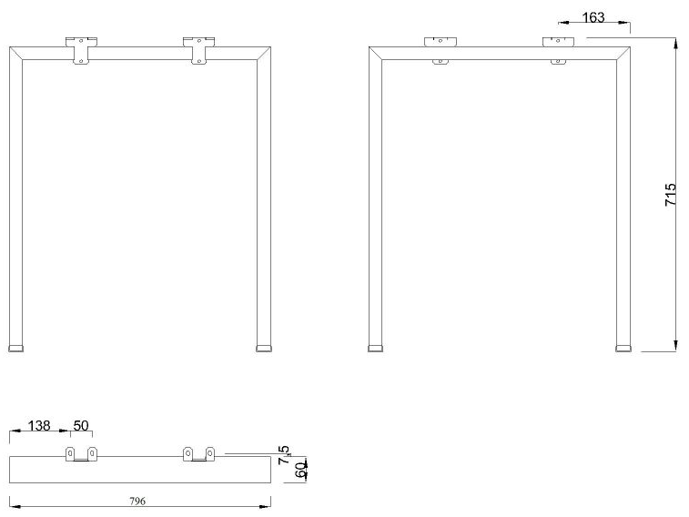 Technický obrázek Stolní podnož MOBI-Q 7608