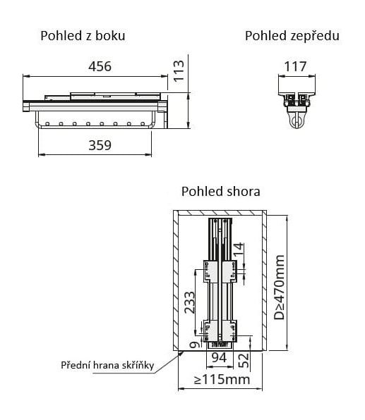 Technický nákres Výsuvný věšák na ramínka WB 669, bílý