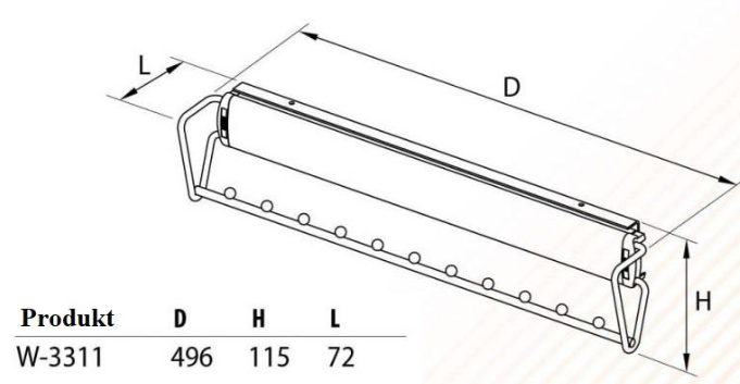 Technický nákres Výsuvný věšák 3311-P22, stříbrný