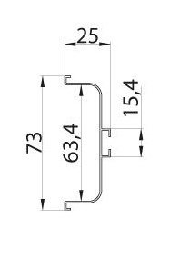 Technický nákres gola vodorovný C profil – 3000 mm, bíla matná