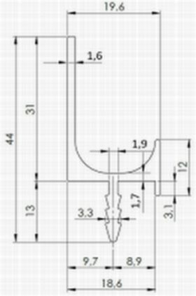 Technický obrázek hliníkového narážecího profilu Juvio II, černá matná, výrobce Tulip