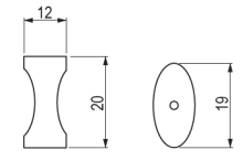 Technický obrázek knopka Andrea, tmavý matný nikl, značky Tulip