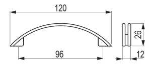 Technický obrázek úchytky Fiona, lesklý chrom, značky Tulip