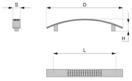 Technický obrázek úchytky Freckles, matný nikl, značky ATM