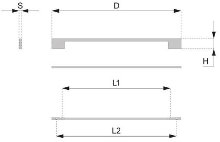 Technický obrázek úchytky Fresh, broušený nikl, značky ATM
