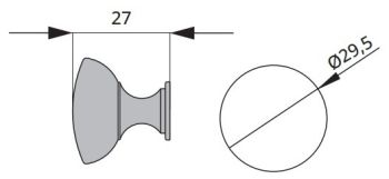 Technický obrázek knopka Glad, bílá matná, značky ATM