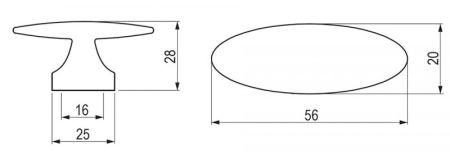 Technický obrázek knopka Graffito, nikl tmavý lesklý, značky Tulip