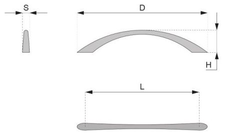 Technický obrázek úchytky Happy, matný chrom, značky ATM