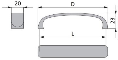 Technický obrázek úchytky Harmony, matný nikl, značky ATM
