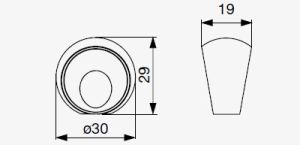 Technický náčrt knopka Inge XK11, černá matná, značky Riex