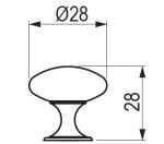 Technický nákres knopka Jota, lesklý chrom, výrobce Tulip