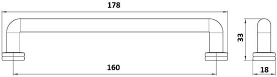 Technický obrázek úchytky Kanay 2616, zlatá broušená matná ZN87, značky Siro