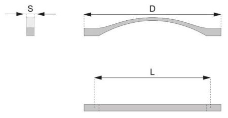 Technický obrázek úchytky Luvi, matný chrom, značky ATM
