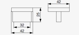 Technický náčrt hranatého knopku Madina XK15, matný nikl, značky Riex