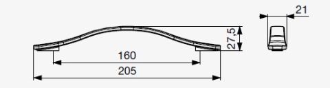 Technický obrázek úchytky Many XH45, bílá matná, značky Riex