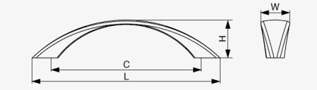 Technický obrázek úchytky Mela XH54, matný nikl, značky Citterio Giulio