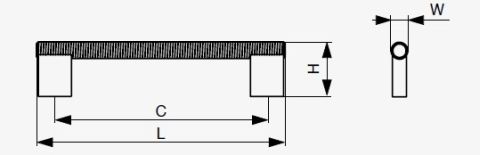Technický obrázek úchytky Miva XH63, černá matná, značky Riex