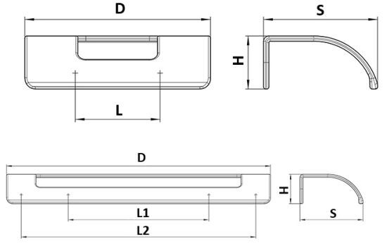 Technický obrázek úchytky Modar 2646, černá matná PB12, značky Siro
