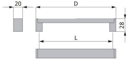 Technický obrázek úchytky Morning, broušený nikl, značky ATM