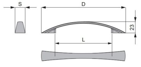 Technický obrázek úchytky Motto, černá matná, značky ATM