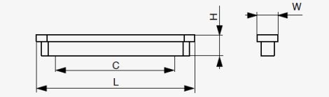 Technický nákres úchytky Nabia XH64, matná zelená, značky Riex