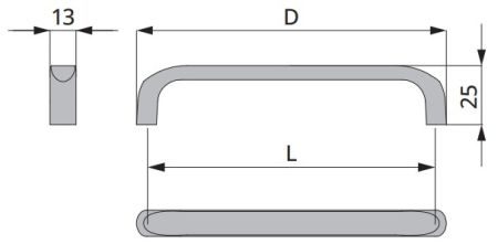 Technický obrázek úchytky Nice, matný nikl, značky ATM