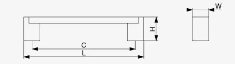 Technický obrázek úchytky Nogia XH18, matný chrom / eloxovaný hliník, značky Riex