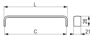 Technický obrázek úchytky Oga, broušený nikl, značky Tulip