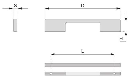 Technický obrázek úchytky Onses, lesklý chrom, značky ATM