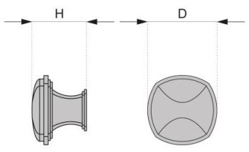 Technický obrázek čtvercového knopku Patience, broušený nikl, značky ATM