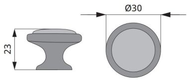 Technický obrázek knopka Real, lesklý chrom, značky ATM