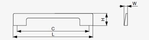 Technický obrázek úchytky Romina RX XH30, imitace nerezu, značky Riex