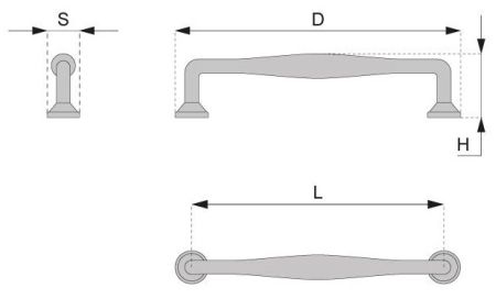 Technický obrázek úchytky Stable, černá matná, značky ATM