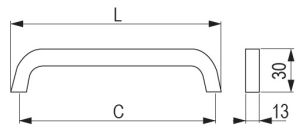 Technický obrázek úchytky Umberto, imitace nerezu, značky Tulip