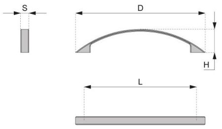 Technický obrázek úchytky Uno, matný nikl, značky ATM