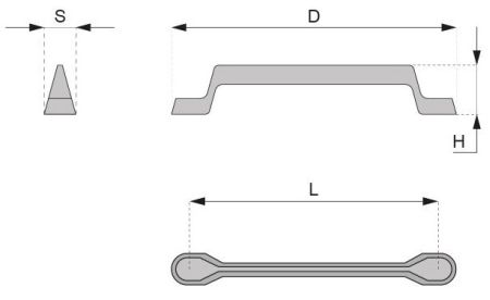 Technický obrázek úchytky Ville, lesklý chrom, značky ATM