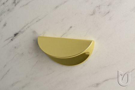 Designová úchytka mušle Bella v elegantní úpravě zlatá matná, značka Tulip