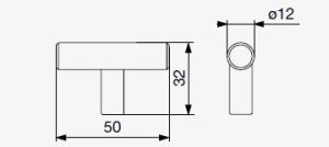 Technický obrázek relingového knopku Hrazda RX XK01, lesklý chrom, značky Riex