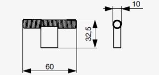 Technický obrázek knopka ve tvaru písmene T (T-Bar) Miva XH63, zlatá matná, značky Riex