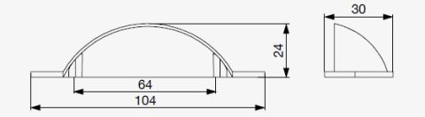 Technický nákres úchytky ve tvaru mušle Cona RX XR19, patinovaná hnědá, výrobce Riex