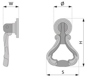 Technický obrázek knopka Curious, lesklý černý nikl, značky ATM