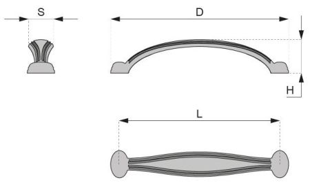 Technický obrázek úchytky Detail, černá matná, značky ATM