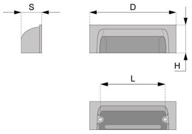 Technický obrázek úchytky ve tvaru mušle Perfect, starostříbro, značky ATM