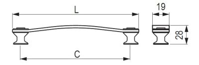 Technický obrázek úchytky Serena, starozlatá, značky Tulip