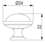 Technický obrázek porcelánového knopku Macis, hnědá/ porcelán bílý, značky Tulip