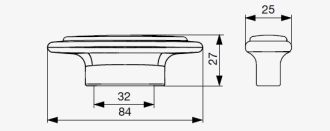 Technický obrázek knopka Melana XR28, matný chrom/porcelán, značky Citterio Giulio