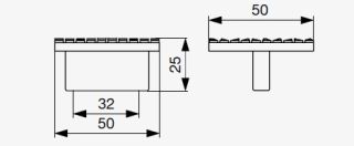 Technický obrázek čtvercového knopka Mosa XR16, lesklý chrom, značky Citterio Giulio